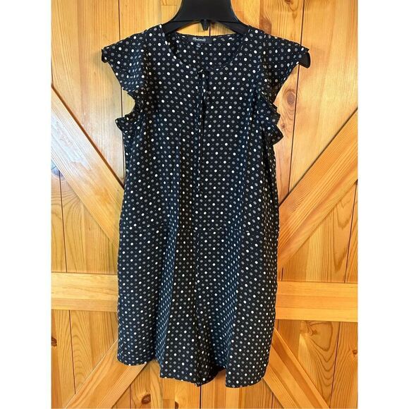 Madewell  Romper Size Extra Small 100% Silk Black White Polkadot  Ruffle Trim Po - Picture 1 of 6